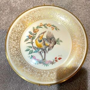 Lenox Porcelain Decorative Bird Plate with Gold Filigree